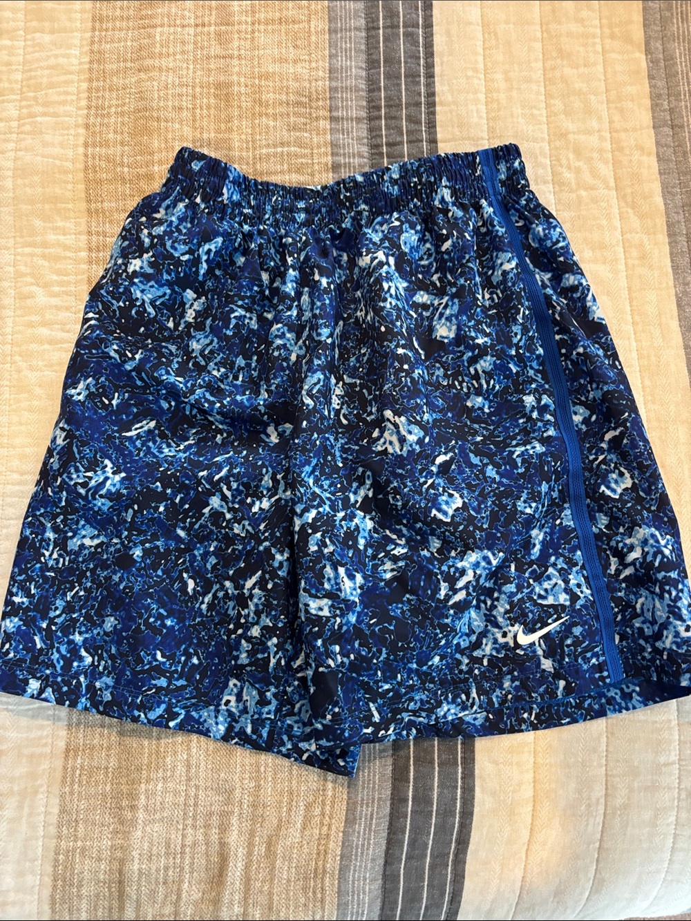Nike Blue & Navy Marble Print Nike Dri Fit Running Shorts